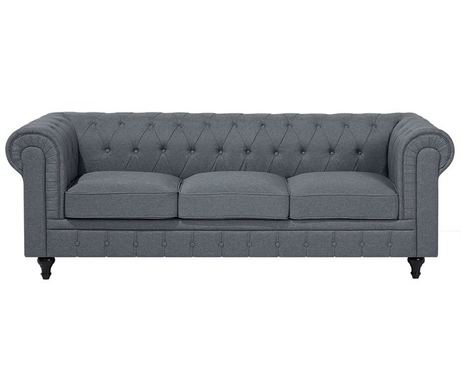 Beliani Sofá esquinero Poliéster CHESTERFIELD Gris