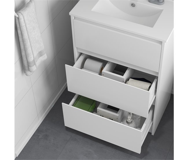 Armario de Baño Melamina de Madera, Cerámica Sintética kleankin 61 Blanco