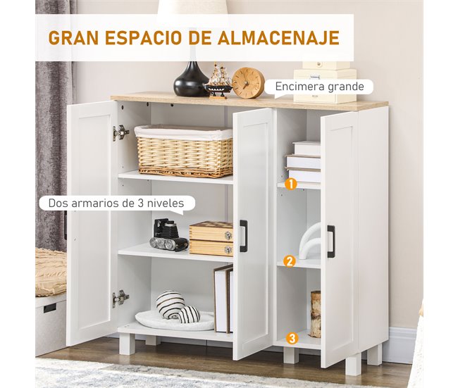 Aparador de Cocina Melamina de Madera HOMCOM 90 Blanco