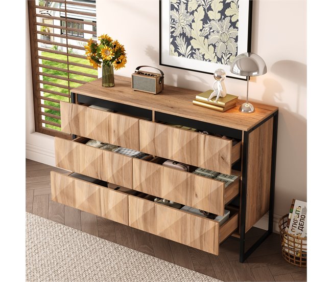 Cómoda doble con 6 cajónes Natural