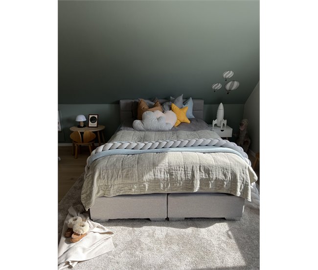 Beliani Cama continental Poliéster ADMIRAL 190x210 Gris Claro