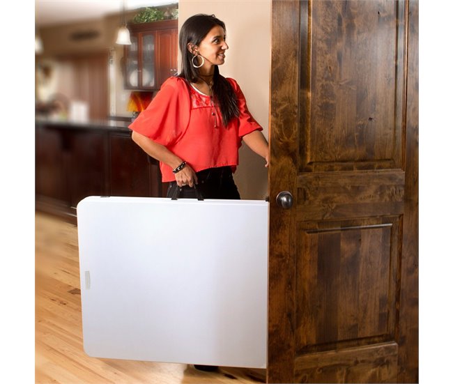 Mesa rectangular plegable blanco efecto granito LIFETIME 184 x 76 x 73,5 cm Blanco