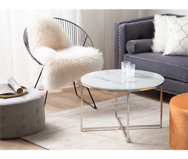 Beliani Mesa de centro QUINCY 70x70 Plateado