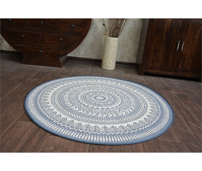 Alfombra de cuerda sisal FLAT círculo Vidriero 120x120 Azul