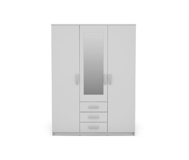 Armario DUNA 2 puertas batientes con espejo Blanco