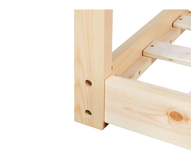 Beliani Cama con somier Madera de pino TOSSE 98x200 Blanco