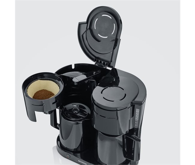 Cafetera de filtro dúo con 2 jarras termo, 2 x aprox. Severin KA 9315 - 2 x 1000 W Negro