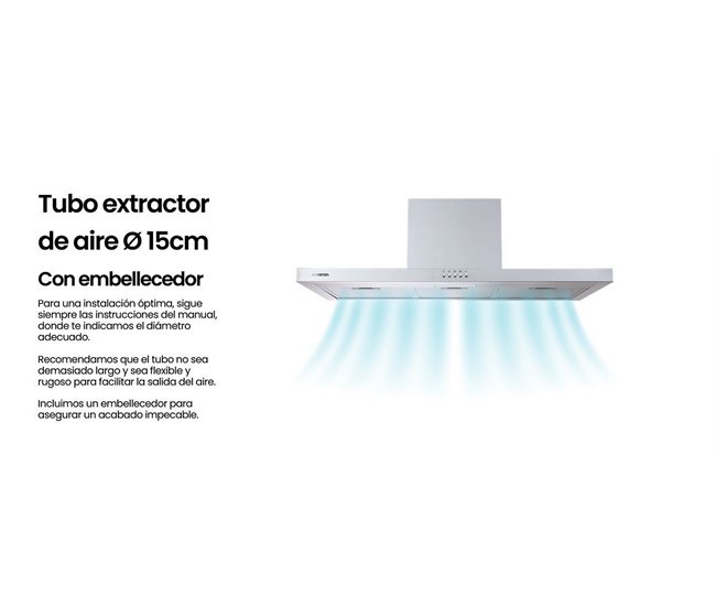 INFINITON Campana de Pared CMPT-TSH9B63X, 400 m3/h, T-Invertida Inox