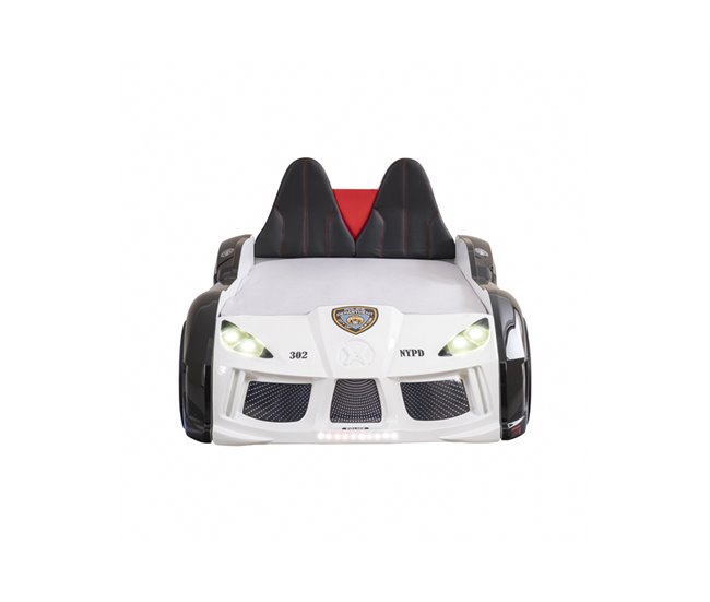 Cama coche 90x190cm POLICE con mando incluido Blanco/ Negro