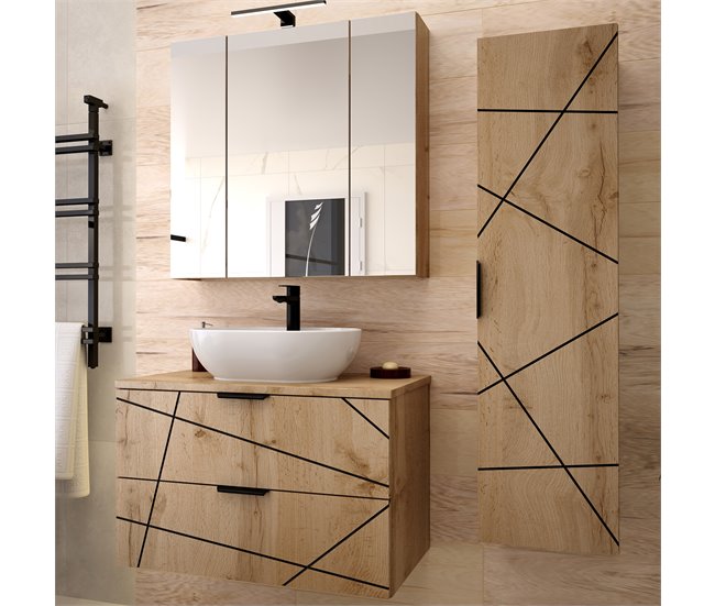 Conjunto de muebles con lavabo individual y columna Teren 80 Madera