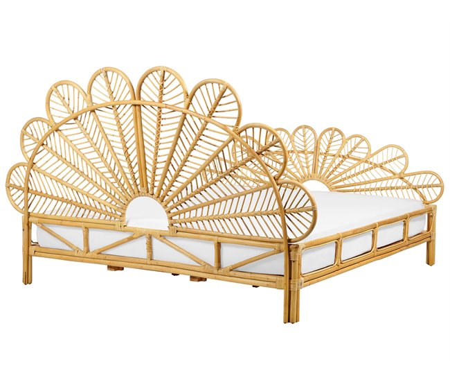 Beliani Cama Ratán FLORENTINE 187x207 Marron