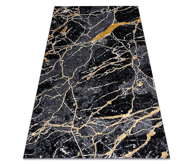 Alfombra GLOSS moderno 529A 82 Mármol Roca elegante glamour 200x290 Negro