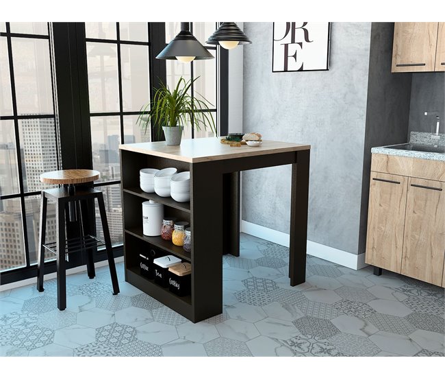 Mesa de Comedor Tanna, con Estantes Wengue