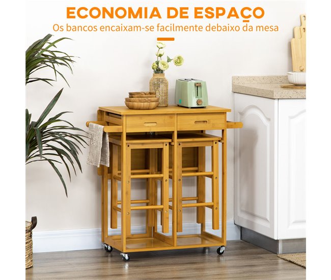 Conjunto de Bar Bambú HOMCOM, hogar - cocina Marron