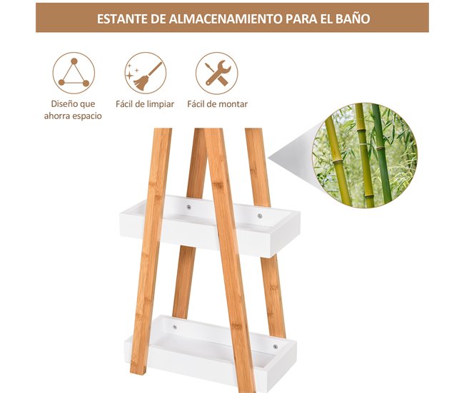 Armario de Baño Bambú, MDF kleankin, hogar - baño 30 Blanco
