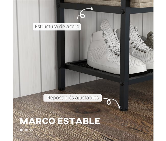 Banco Zapatero Melamina de Madera, Acero HOMCOM Marron