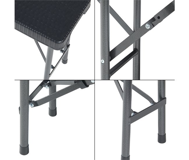 Banco plegable Mark para 4 personas metal/plástico Negro