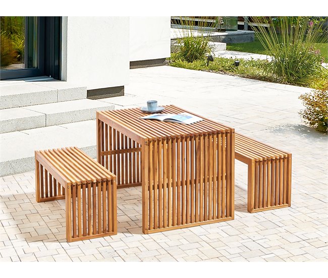 Beliani Conjunto de comedor BELLANO Madera Clara
