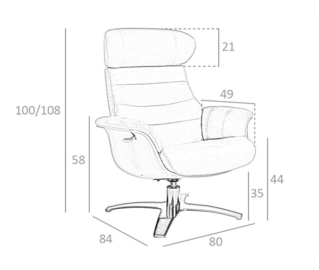 ANGEL CERDA Sillón giratorio reclinable piel arena Gris