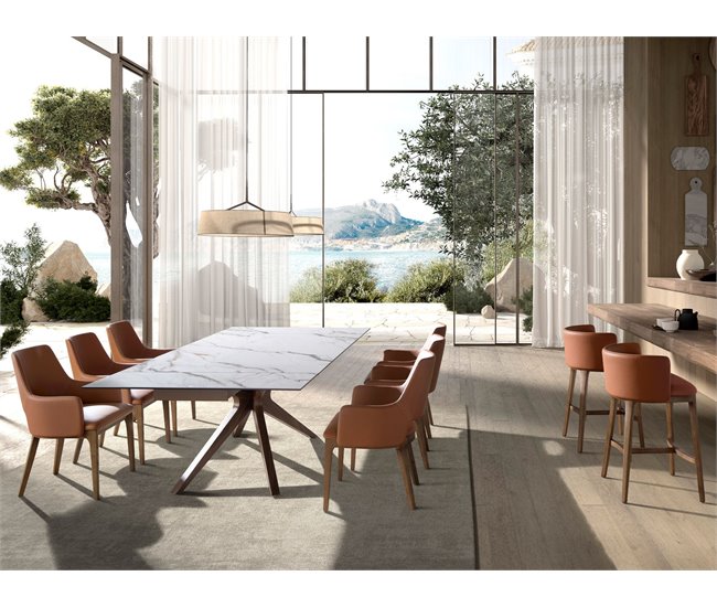 ANGEL CERDA Taburete polipiel marrón Nogal