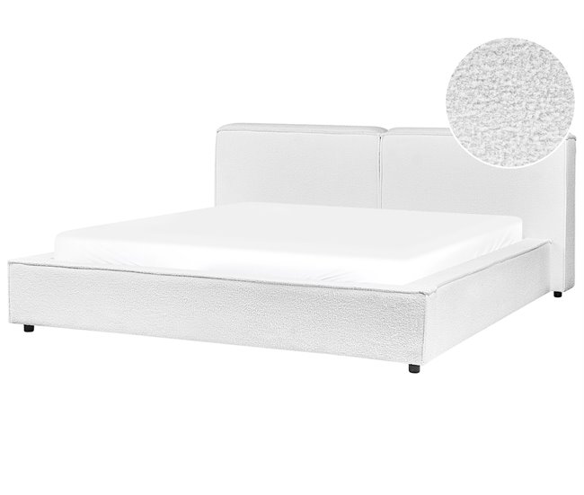 Beliani Cama con somier Bouclé LINARDS 230x242 Blanco