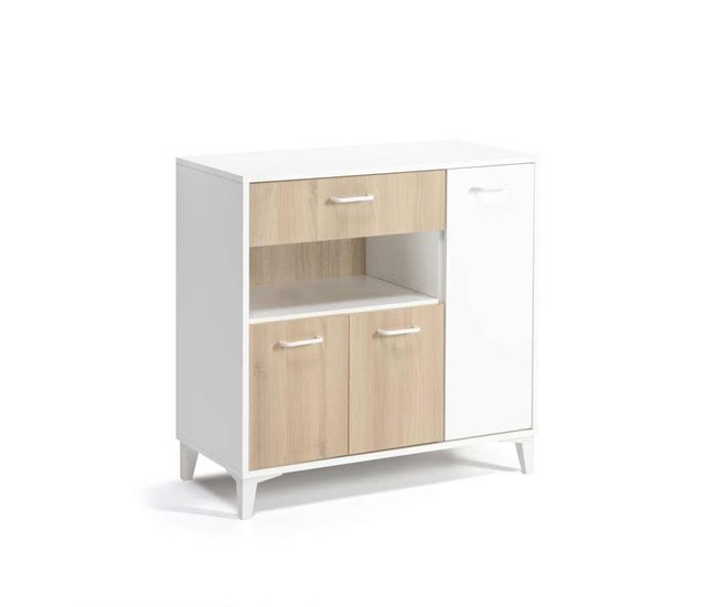 Mueble Microondas FRESH DMF 2 Puertas roble y blanco Blanco/ Madera