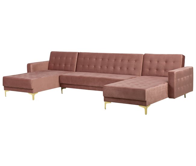 Beliani Sofá modular Terciopelo ABERDEEN Rosa