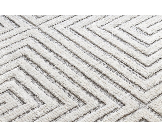Alfombra SEVILLA Z788 laberinto griego Franjas Bereber 140x190 Blanco/ Gris