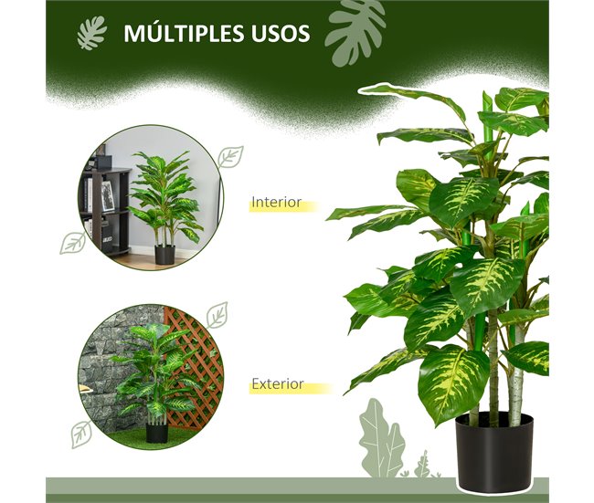 Planta Artificial PEVA, PE, Acero, Cemento HOMCOM Verde