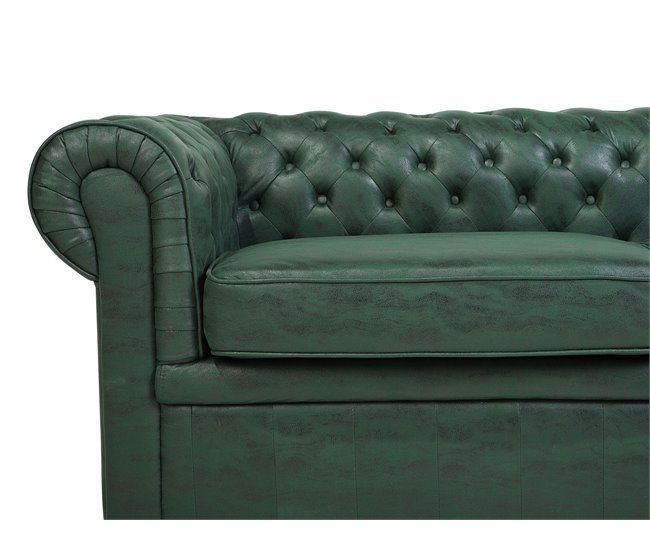Beliani Sofá de 3 plazas Piel CHESTERFIELD Beige