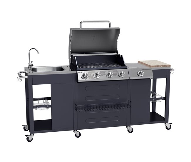 Cocina exterior TEXAS - 4+1 quemadores Negro