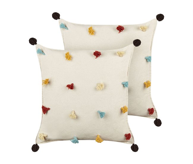 Beliani Cojín decorativo FUSSEL Beige