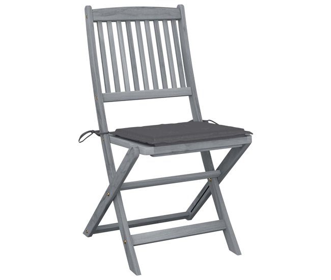 2 Sillas de jardín plegables de madera con cojines Antracita