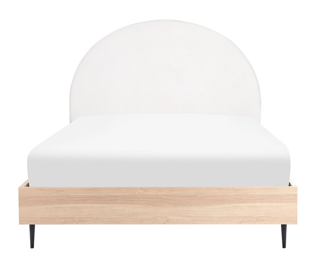 Beliani Cama con somier Poliéster MILLAY 156x211 Blanco/ Beige