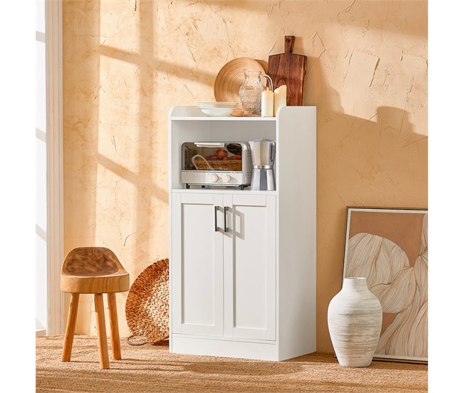Aparador cocina para Microonda con 2 Puertas FSB47-W SoBuy Blanco