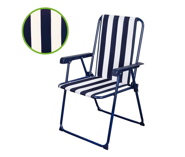 Silla plegable fija rayas marineras Aktive Garden Azul