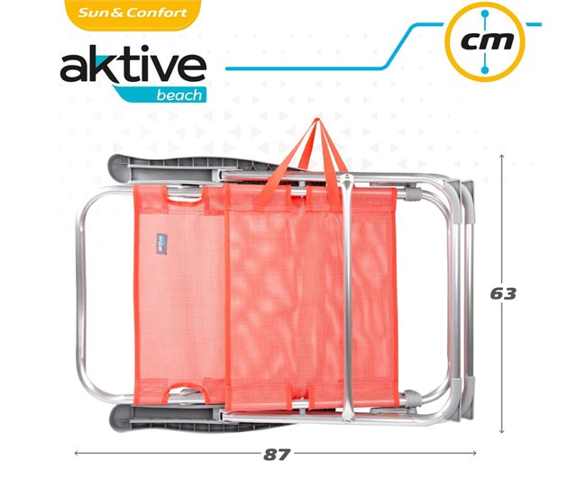 Silla baja reclinable aluminio coral Aktive Naranja