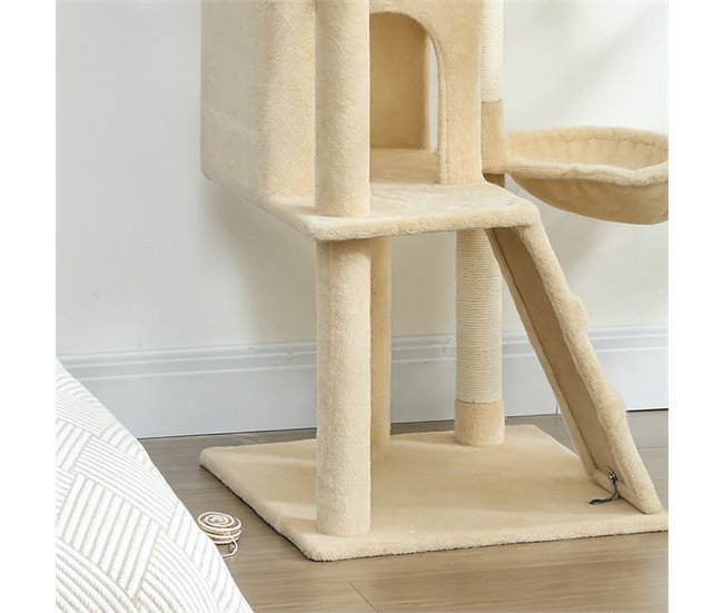 Árbol para Gatos Aglomerado de Madera, Felpa PawHut Crudo