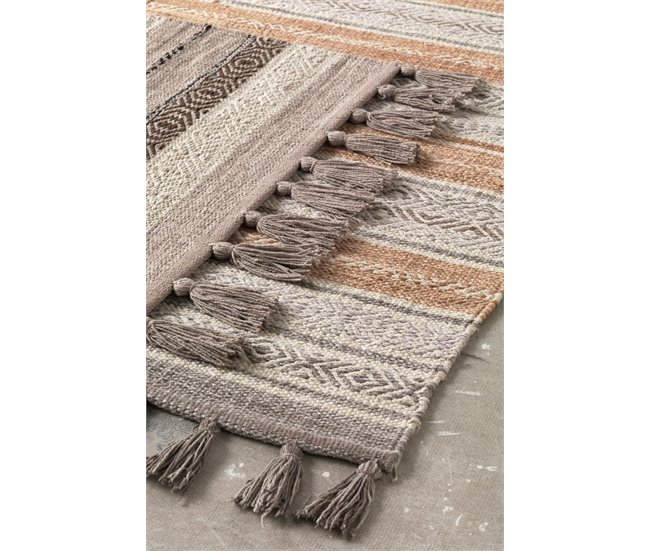 Alfombra de algodón a rayas 120x60 Marron