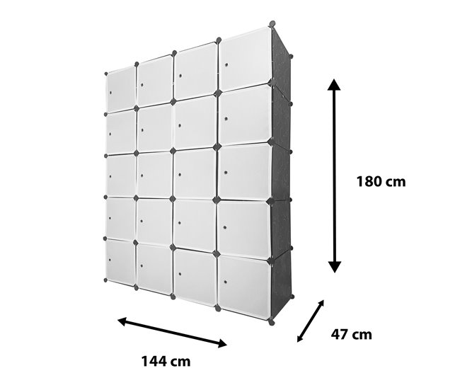 Armario Vestidor Cube Personalizable Boxed Premium 20 Cubos/Puertas Negro