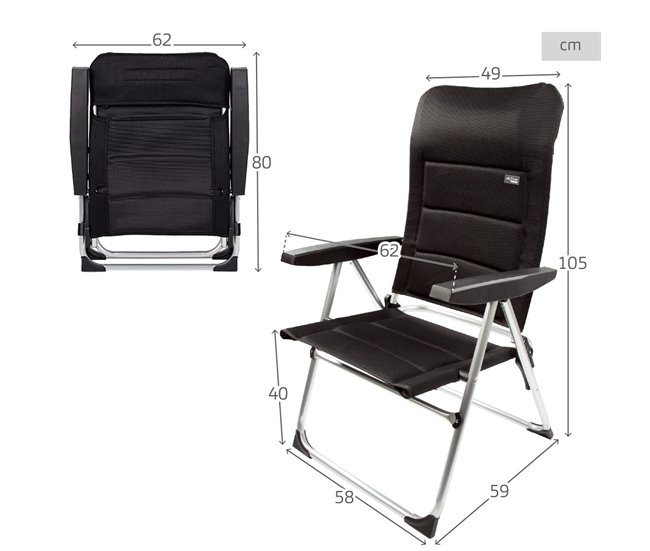 Aktive Pack 2 sillas plegables y multiposición c/acolchado Negro