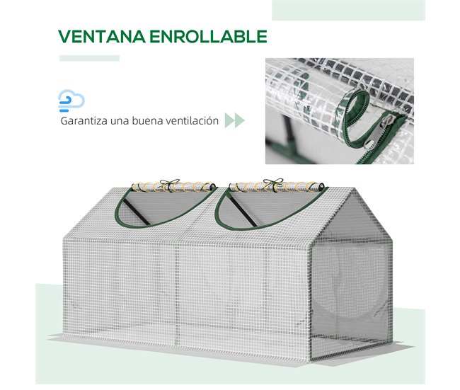 Invernadero de Terraza Acero, PE Outsunny Blanco