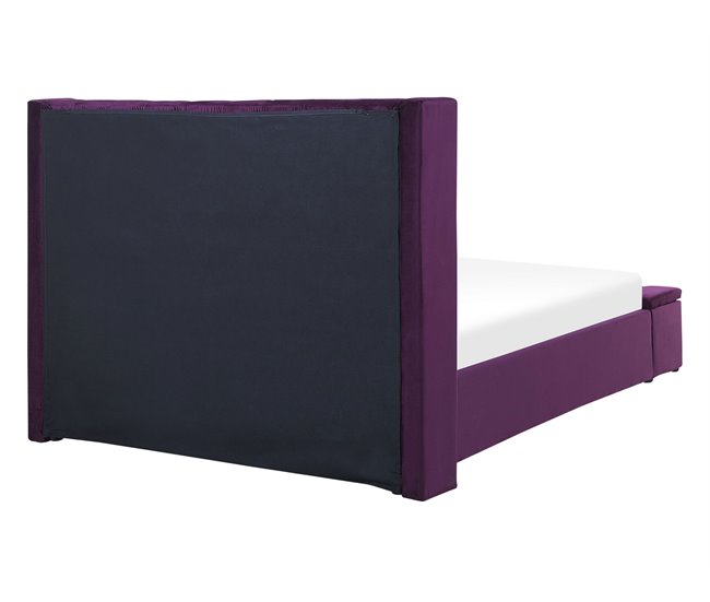 Beliani Cama con somier Terciopelo NOYERS 170x247 Azul Marino