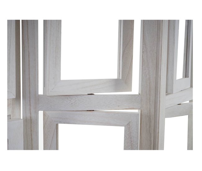 Biombo de madera de 4 paneles con portafotos Blanco