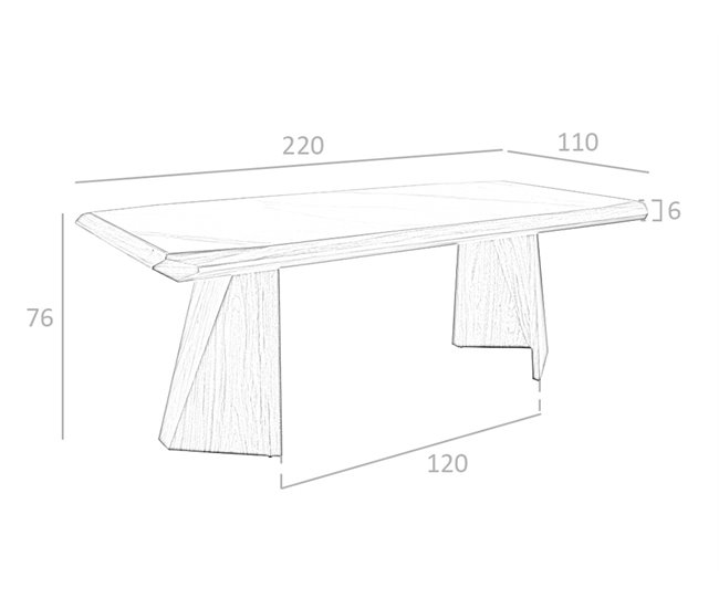 ANGEL CERDA Mesa comedor rectangular mármol porcelánico y nogal 220x110 Nogal