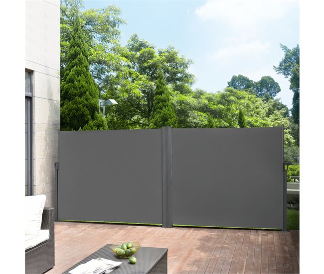 Toldo lateral doble Alcazaba - exterior - acero y poliéster 300x300 Gris