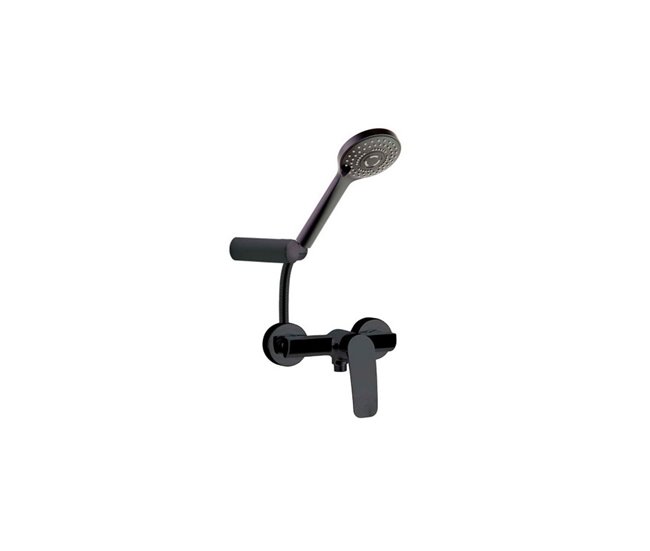 Conjunto Grifo Ducha Monomando con Sistema C2 de Ahorro Negro