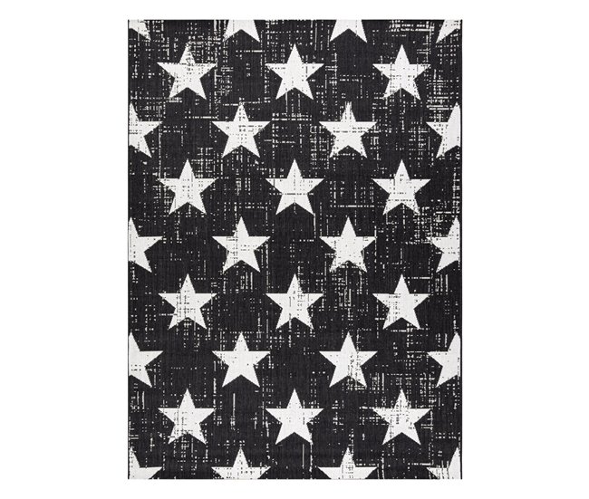 Alfombra de cuerda sisal FLAT Estrellas 160x230 Negro