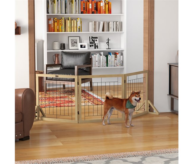 Barrera para Perros Pino, Acero PawHut Madera
