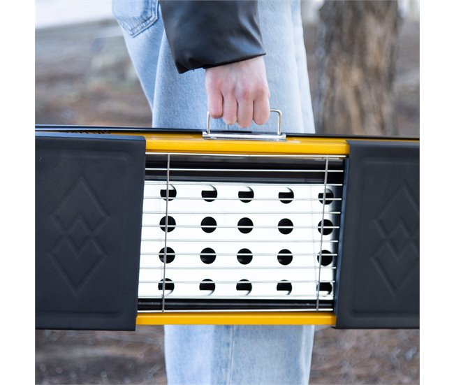 Aktive Barbacoa carbón plegable acero con bandejas laterales Amarillo